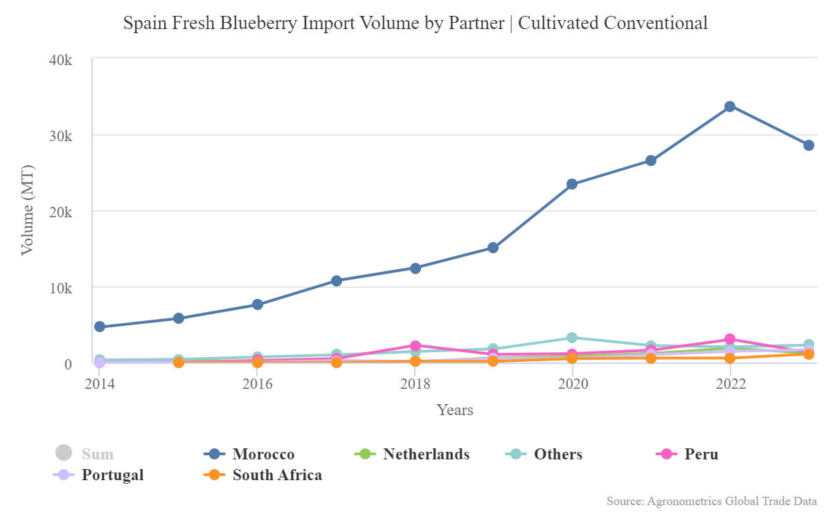 undefined.undefined.undefined.13.Spain Fresh Blueberry Import Volume by Partner Cultivated Conventional